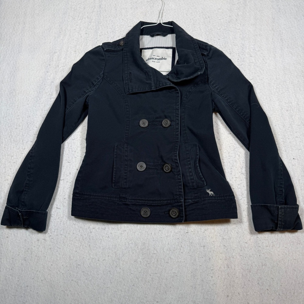 Abercrombie & Fitch Navy Blue Cotton Military Peacoat Jacket Womens XL